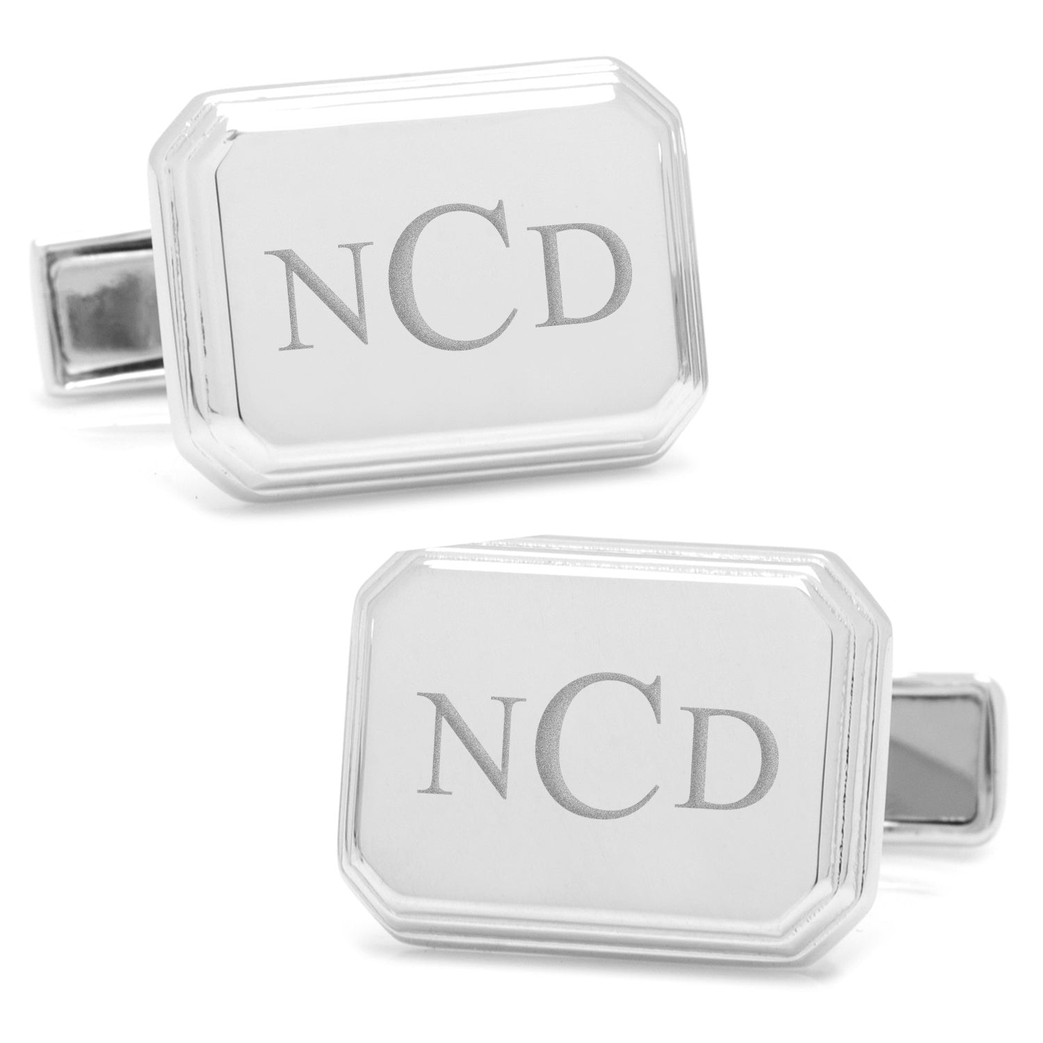 Sterling Rectangular Engravable Cufflinks Image 2