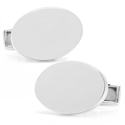 Engraved Precious Moments Sterling Silver Oval Cufflinks Image 1