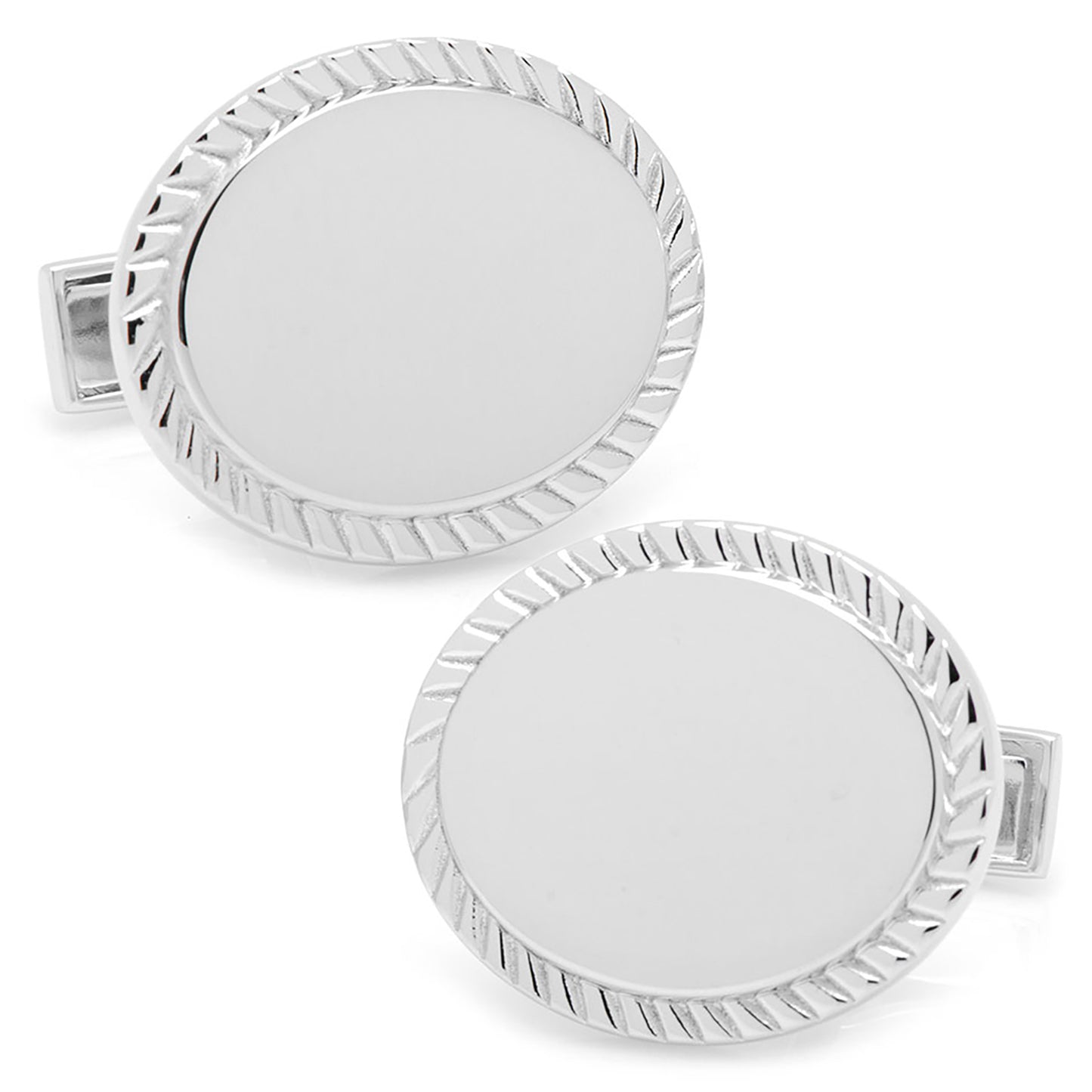 Rope Border Oval Engravable Cufflinks Image 1