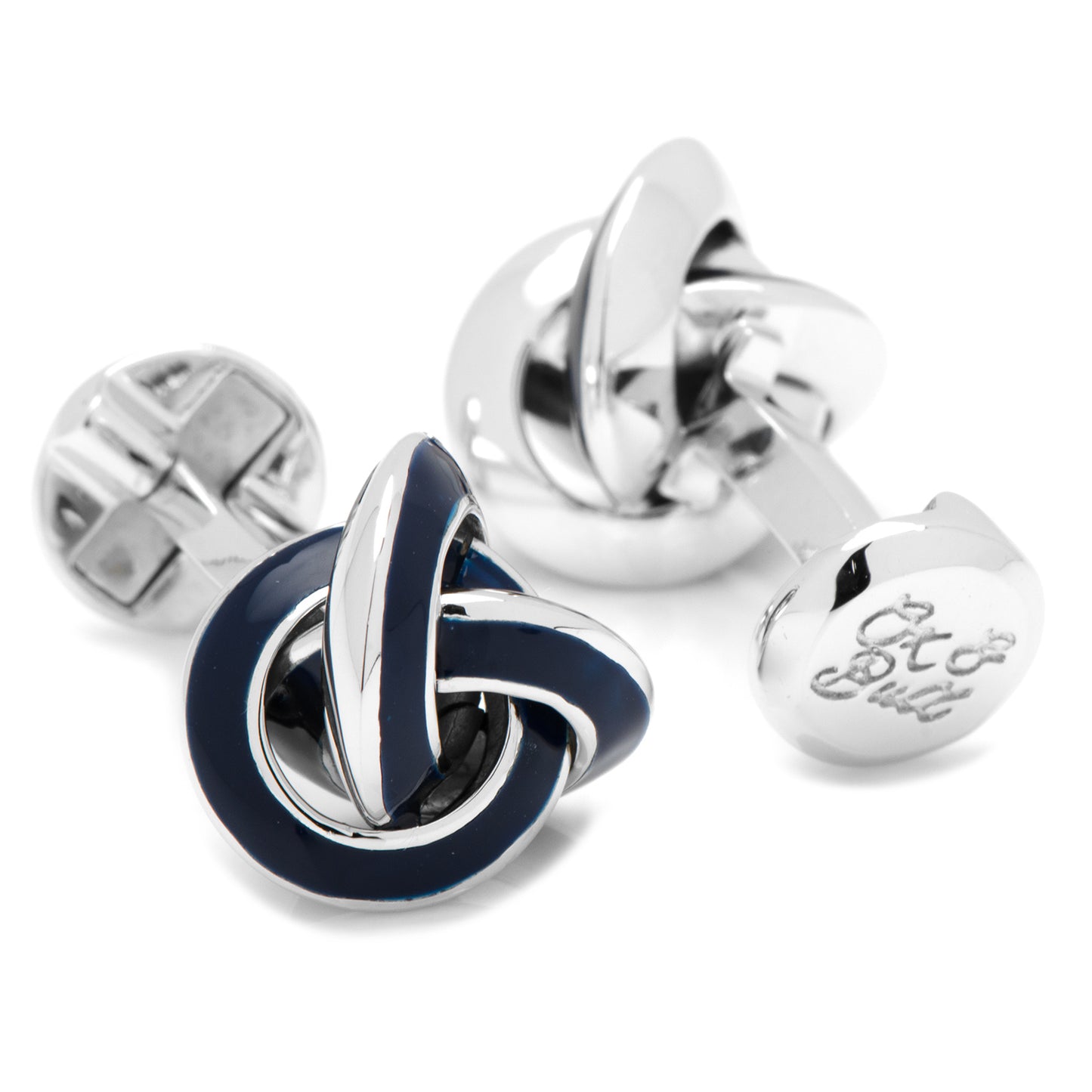 Sterling Blue Enamel Knot Cufflinks Image 2