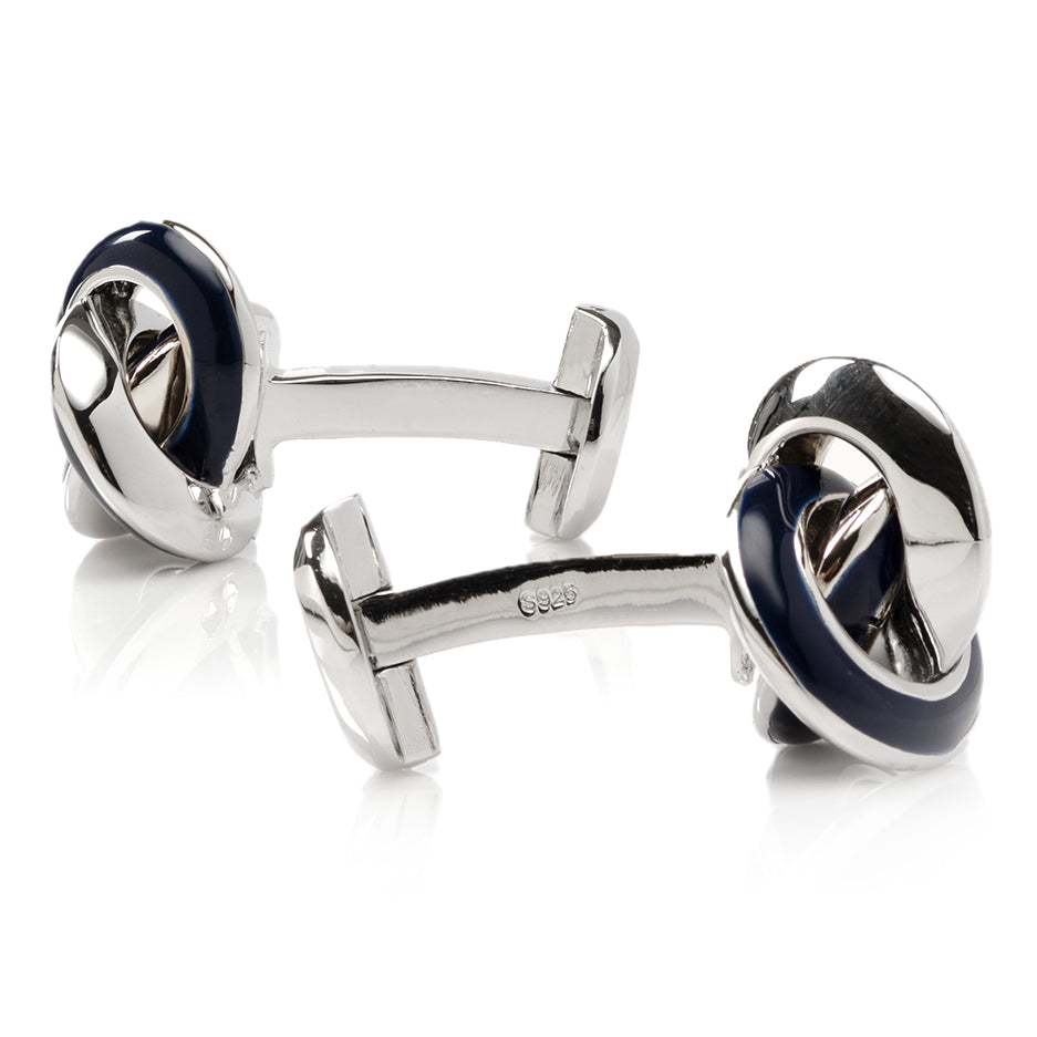 Sterling Blue Enamel Knot Cufflinks Image 5