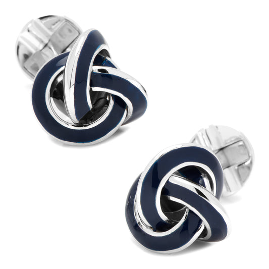 Sterling Blue Enamel Knot Cufflinks Image 1