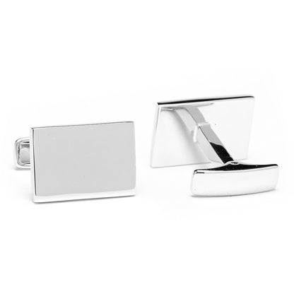 Sterling Silver Infinity Edge Rectangular Engravable Cufflinks Image 2