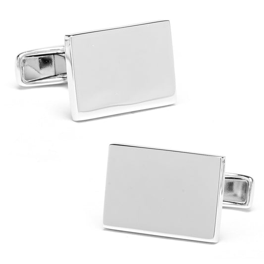 Sterling Silver Infinity Edge Rectangular Engravable Cufflinks Image 1