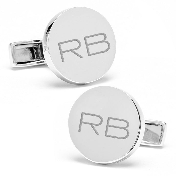 Sterling Silver Infinity Edge Round Engravable Cufflinks Image 2
