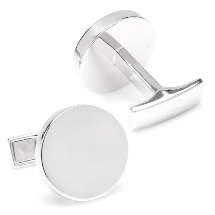 Sterling Silver Infinity Edge Round Engravable Cufflinks Image 3
