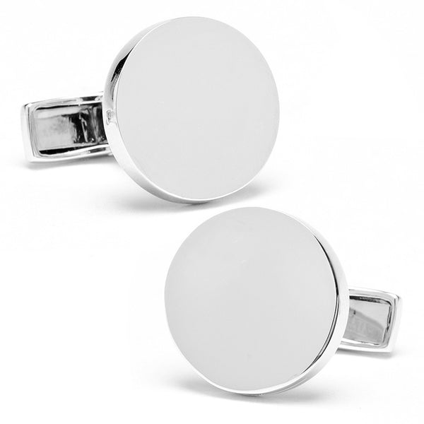 Sterling Silver Infinity Edge Round Engravable Cufflinks Image 1
