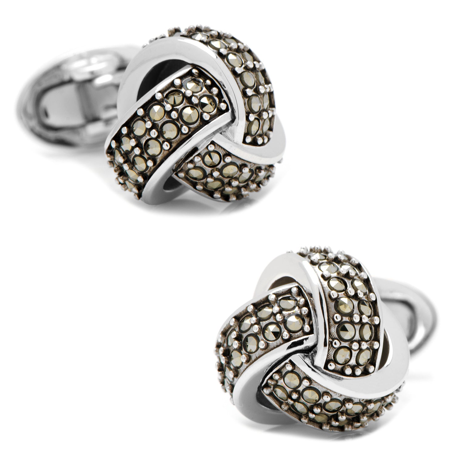 Classic Knot with Marcasite Pave Cufflinks Image 1