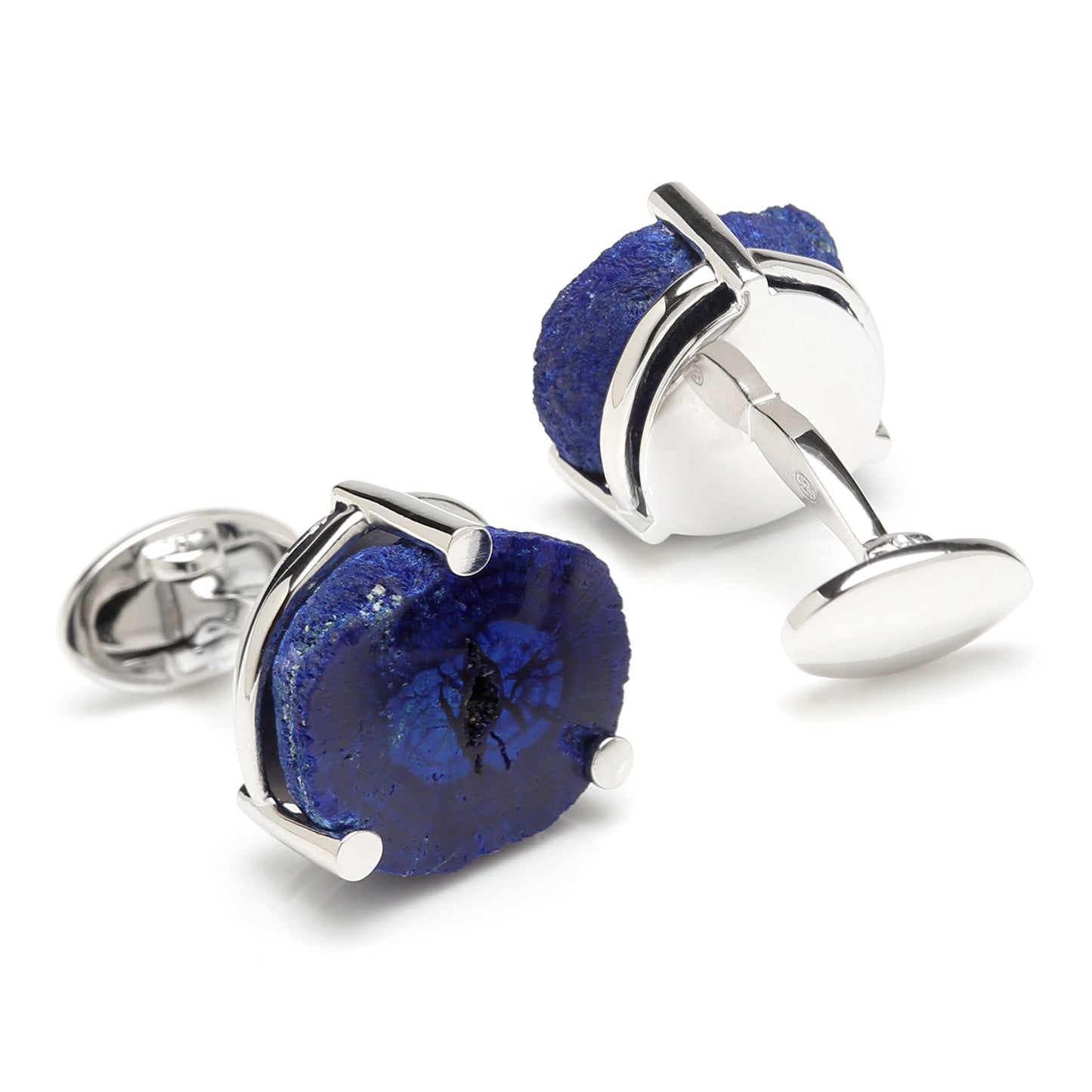 Sterling Polished Russian Azurite Cufflinks Image 2