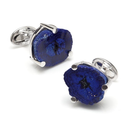 Sterling Polished Russian Azurite Cufflinks Image 1