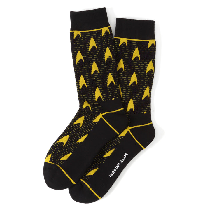 Star Trek Yellow Delta Shield Black Men's Socks Image 2