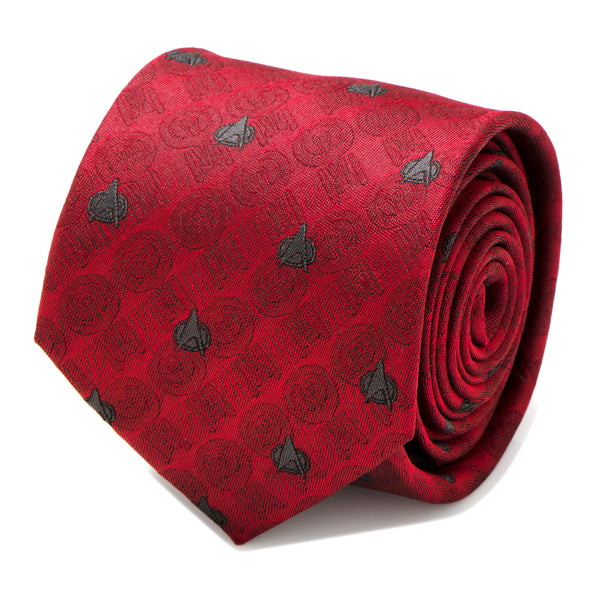 TNG Red Delta Shield Men's Tie Image 1