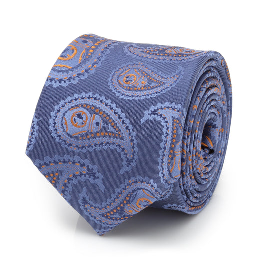 Star Wars BB-8 Paisley Blue Silk Boy's Tie Image 1