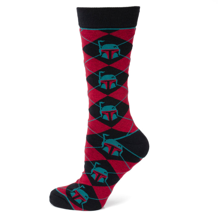 Boba Fett Maroon Argyle Men's Socks Image 1
