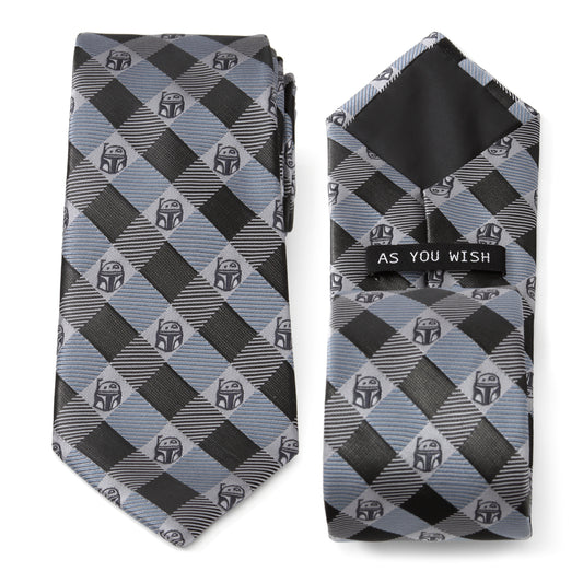 Boba Fett Blue Plaid Mens Tie Image 1