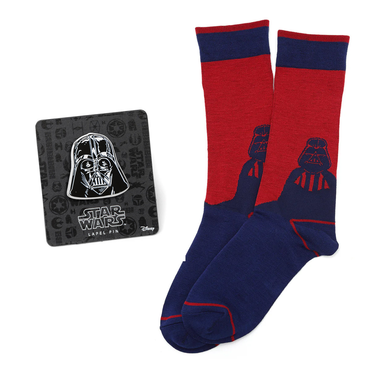 Star Wars Darth Vader Blue and Red Dress Socks and Lapel Pin Gift Set Image 1