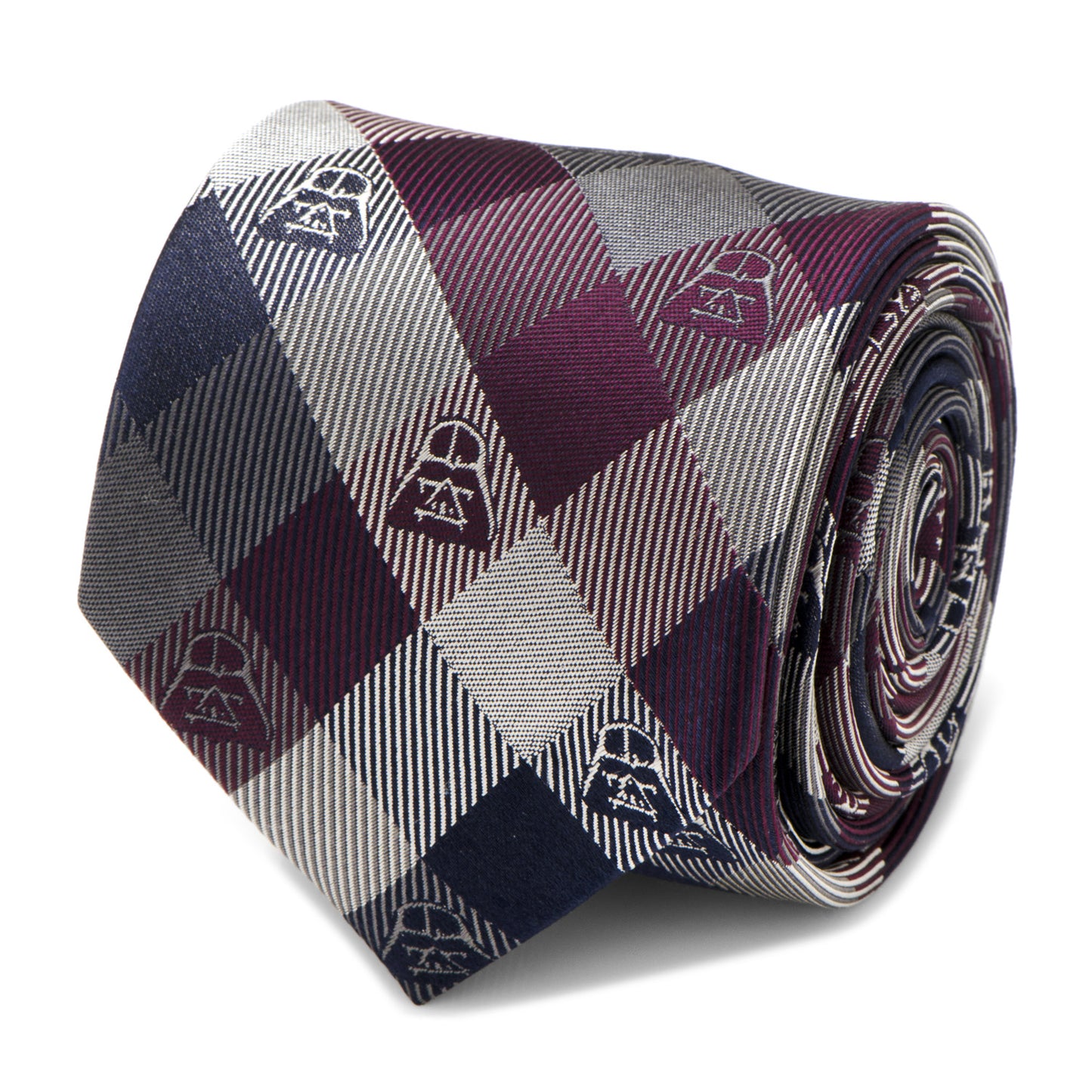 Darth Vader Plum Modern Plaid Mens Tie Image 1