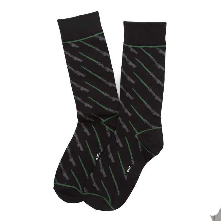 Star Wars Green Lightsaber Black Men's Socks Image 2