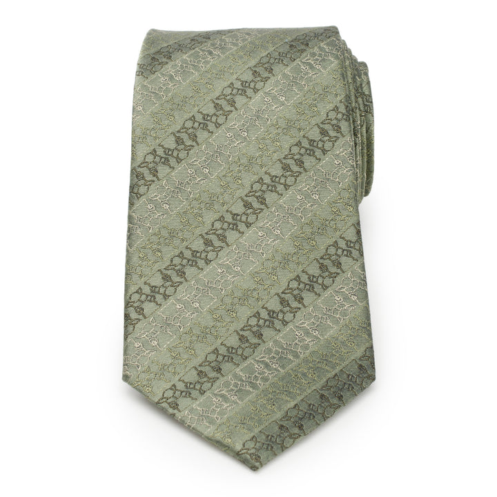 Grogu Outline Stripe Sage Green Men's Tie Image 3