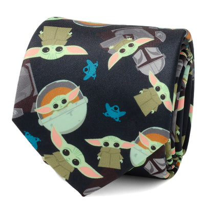 Mando Grogu Navy Men's Tie Image 1