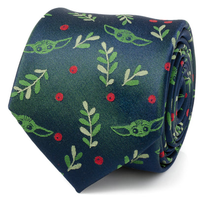 Grogu Holiday Navy Men's Tie Image 1