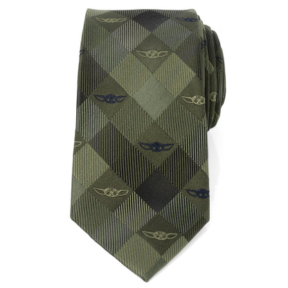 Grogu Plaid Green Men's Tie Image 3