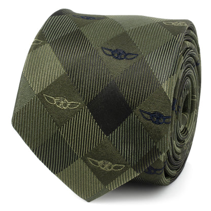 Grogu Plaid Green Men's Tie Image 1