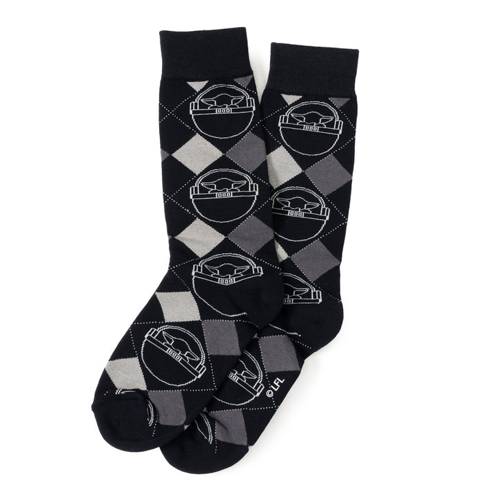 Grogu Argyle Charcoal Men's Socks Image 2