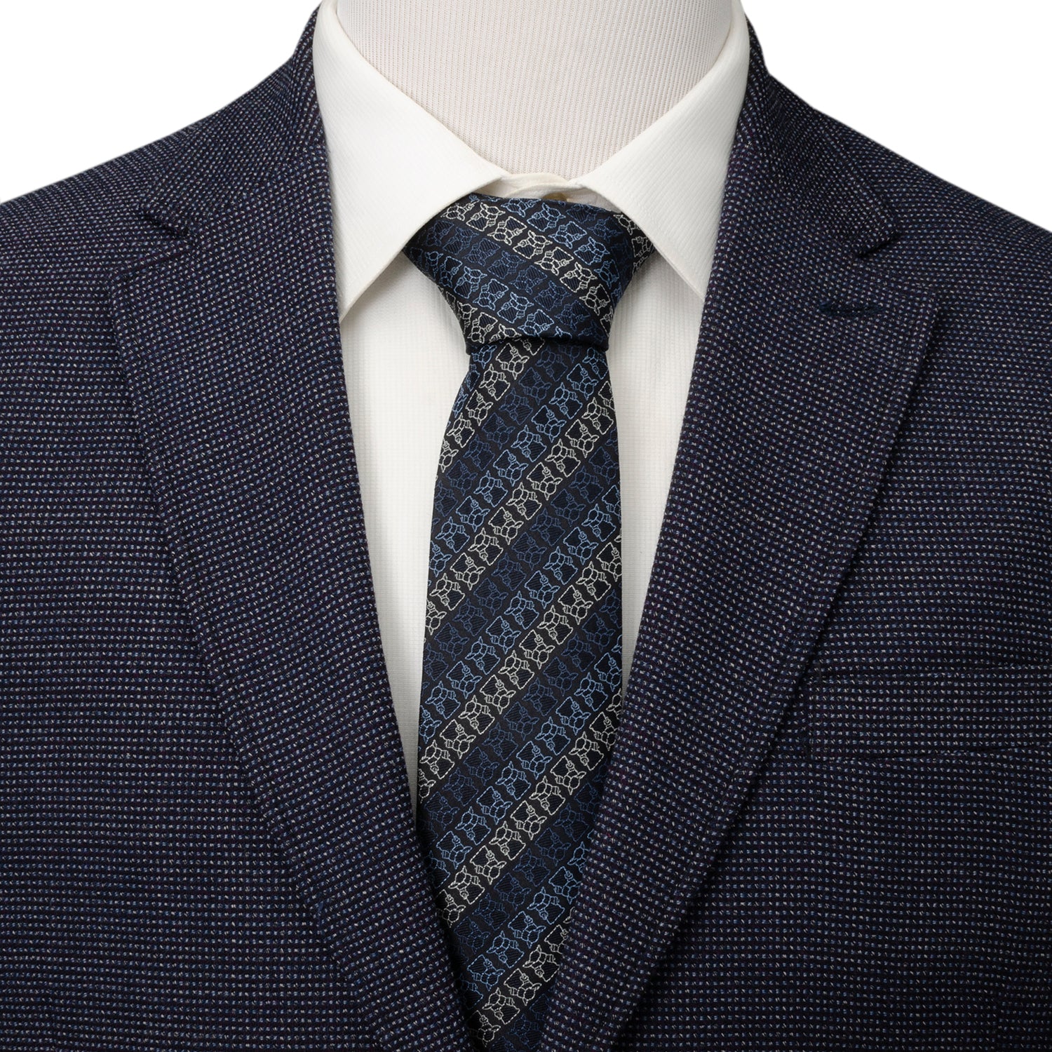 Star Wars Grogu Outline Striped Navy Tie Image 2