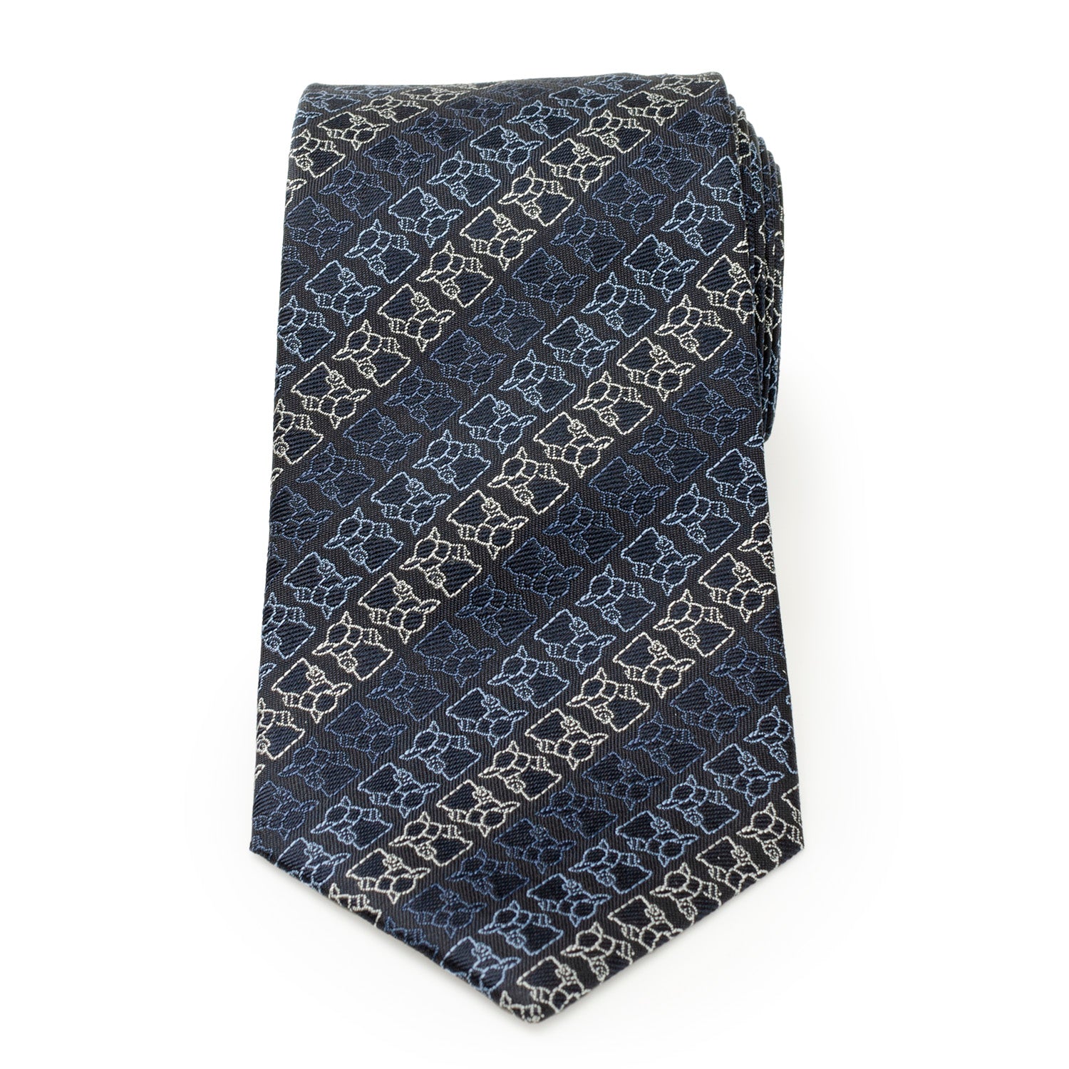 Star Wars Grogu Outline Striped Navy Tie Image 3