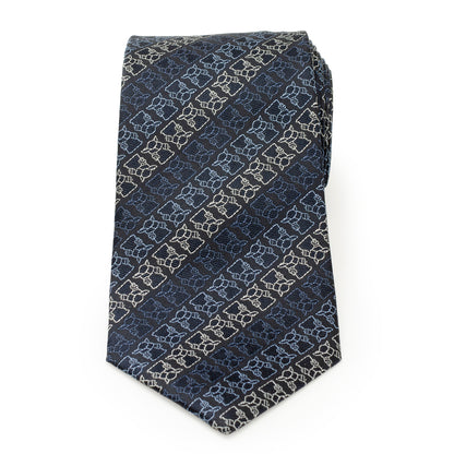 Star Wars Grogu Outline Striped Navy Tie Image 3
