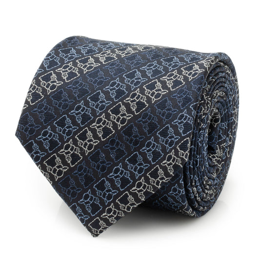 Star Wars Grogu Outline Striped Navy Tie Image 1