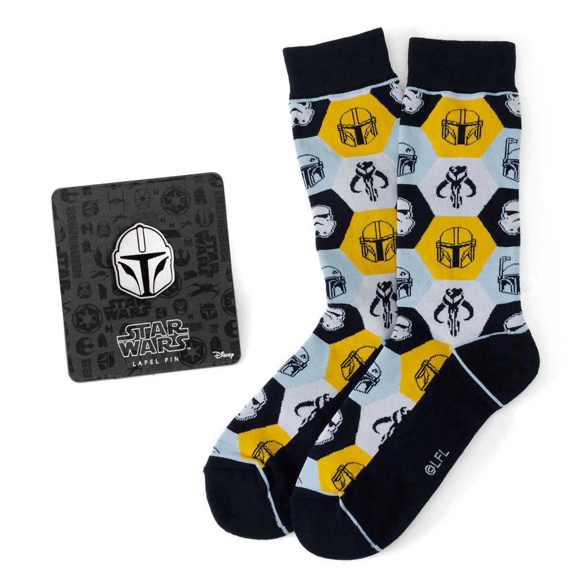 Star Wars Mandalorian and Mythosaur Dress Socks and Lapel Pin Gift Set Image 1