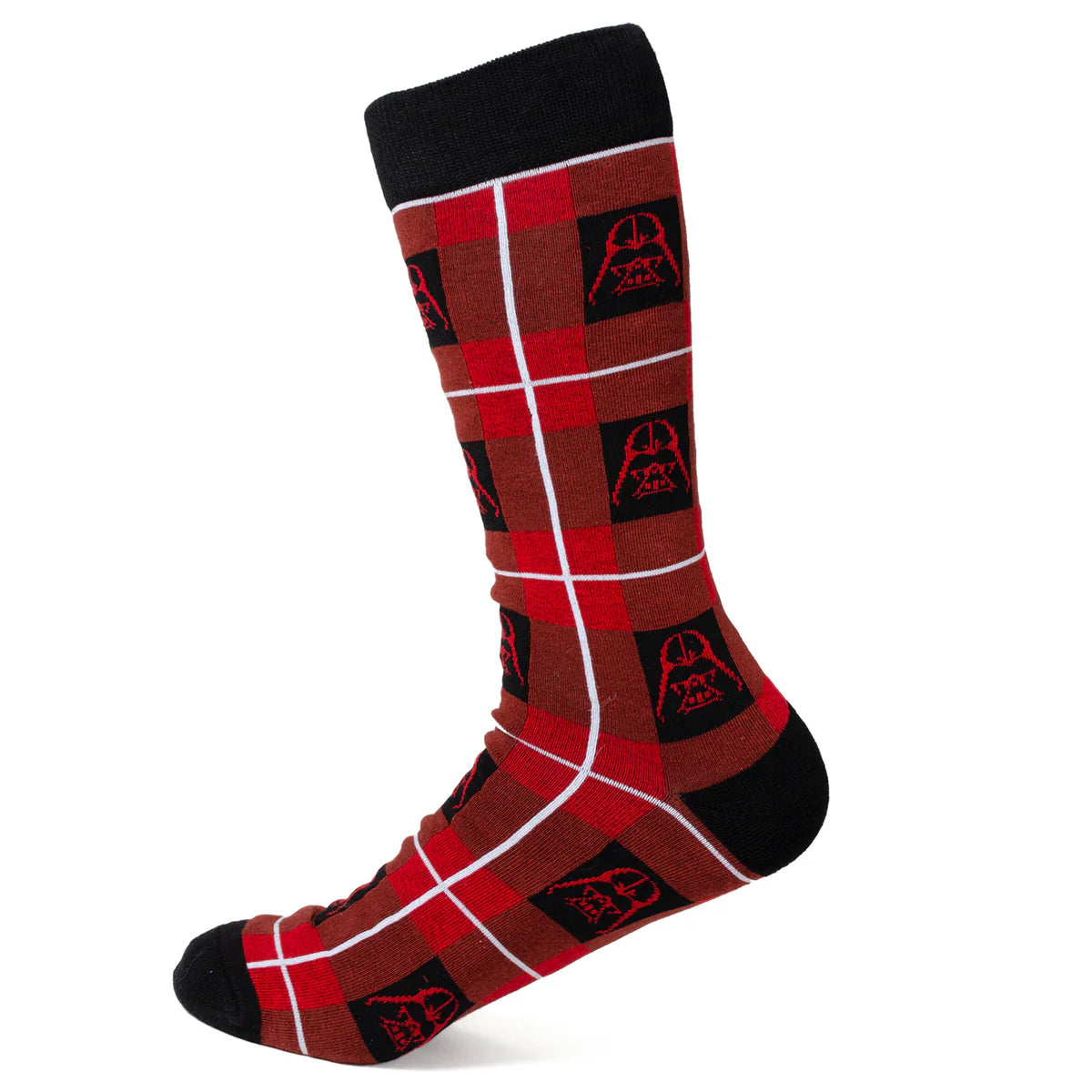 Star Wars Darth Vader Black and Red Plaid Dress Socks and Imperial Crest Lapel Pin Gift Set Image 2