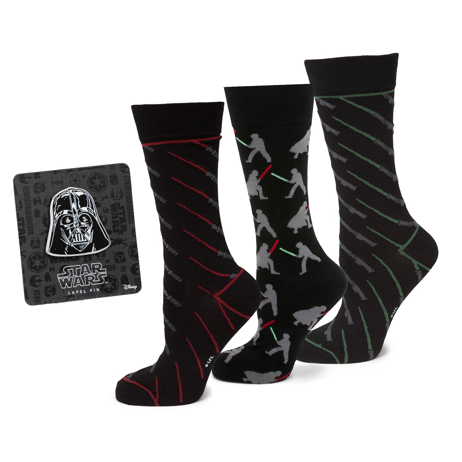 Star Wars LIGHTSABER Battle Dress Socks and Darth Vader Lapel Pin Gift Set Image 1