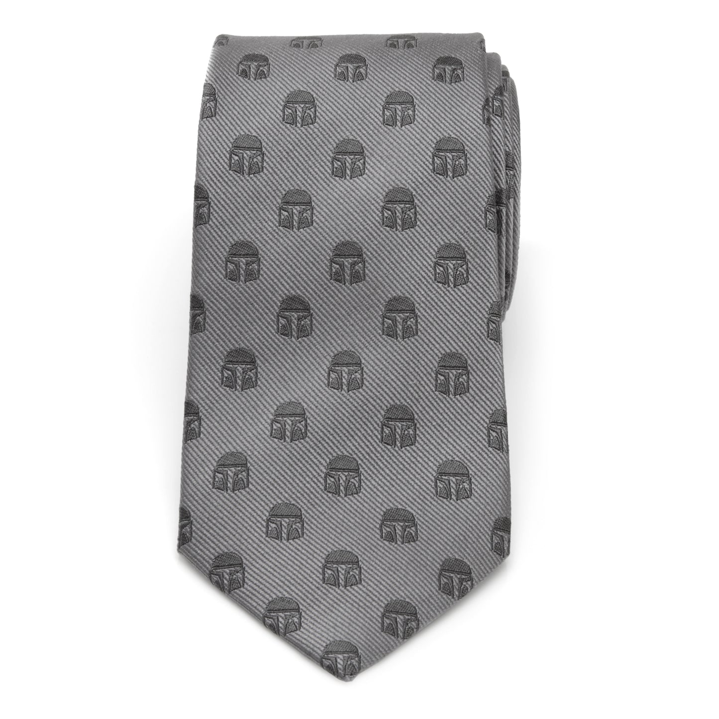 Mandalorian Helmet Gray Men's Tie Image 3