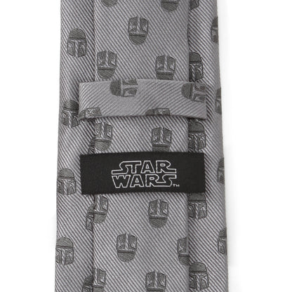 Mandalorian Helmet Gray Men's Tie Image 4