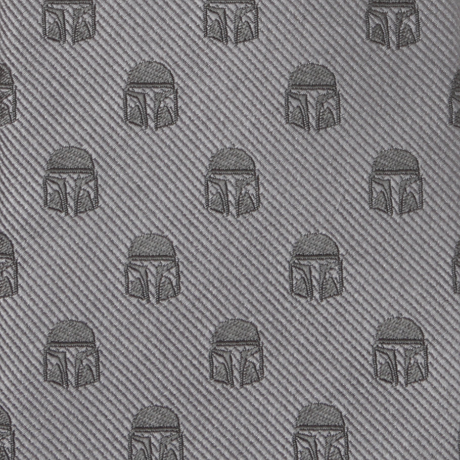 Mandalorian Helmet Gray Men's Tie Image 5