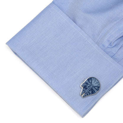 Millennium Falcon Blueprint Blue Cufflinks Image 3