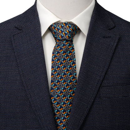 Falcon Motif Navy Blue Men's Tie Image 2