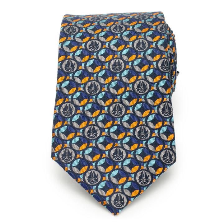 Falcon Motif Navy Blue Men's Tie Image 3