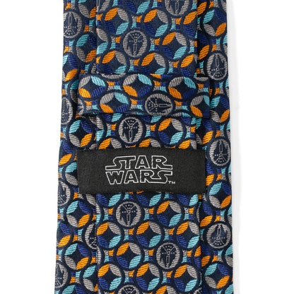 Falcon Motif Navy Blue Men's Tie Image 5