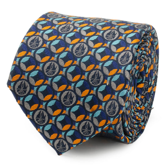 Falcon Motif Navy Blue Men's Tie Image 1