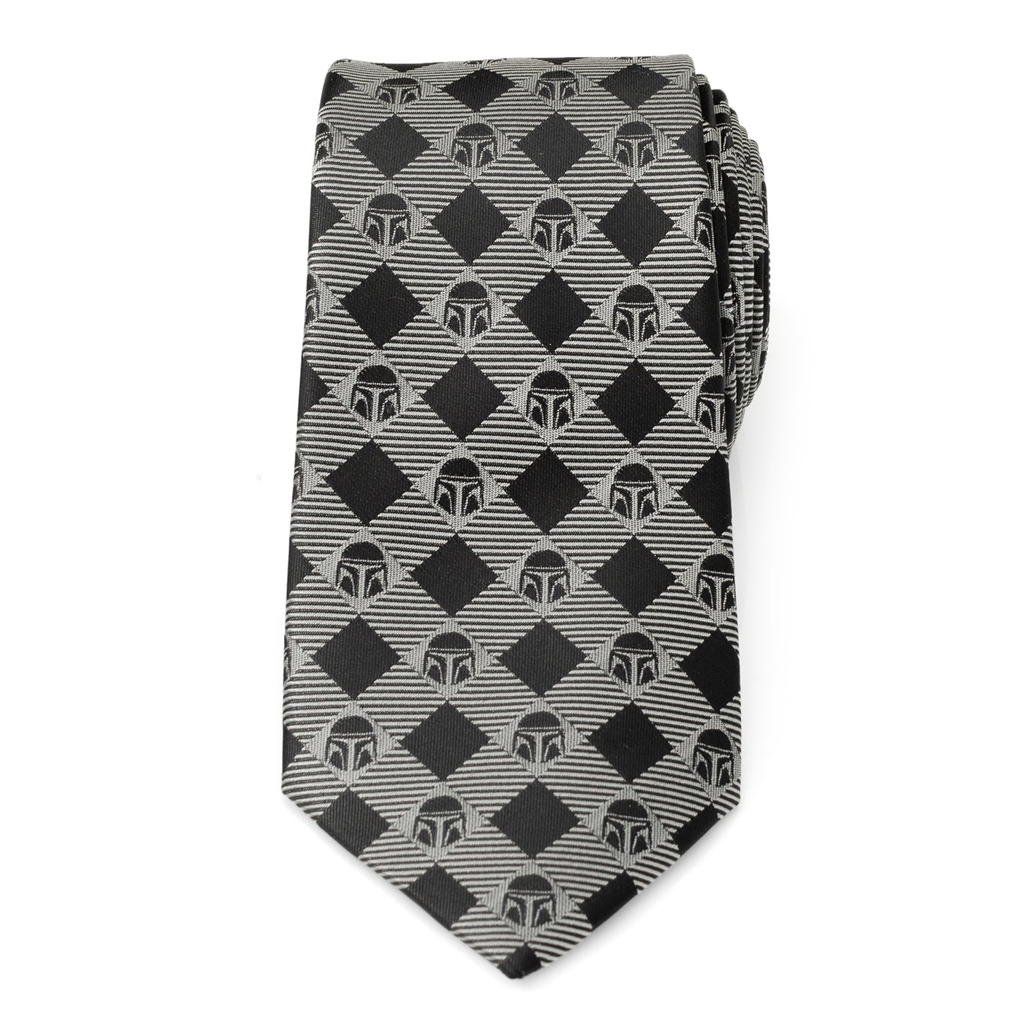 Star Wars- Mando Plaid Black Grey Men's Tie Image 3