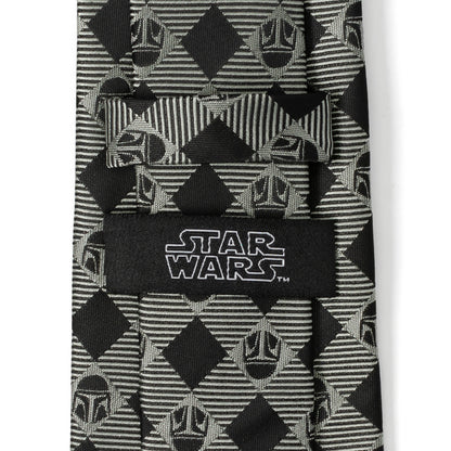 Star Wars- Mando Plaid Black Grey Men's Tie Image 5