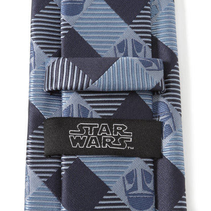 Star Wars Mando Helmet Check Blue Mens Tie Image 5