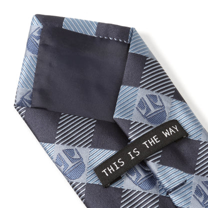 Star Wars Mando Helmet Plaid Check Blue Mens Tie Image 7