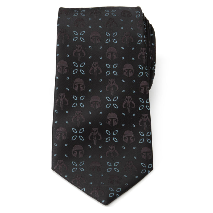 Mandalorian Motif Black Men's Tie Image 4