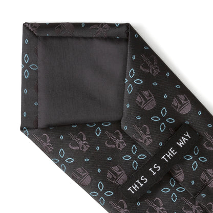 Mandalorian Motif Black Men's Tie Image 7