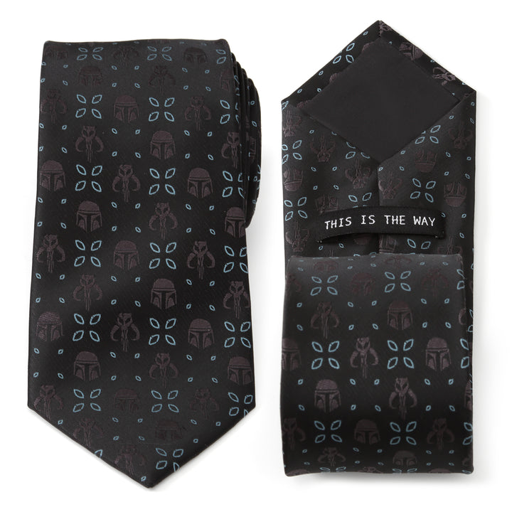 Mandalorian Motif Black Men's Tie Image 1